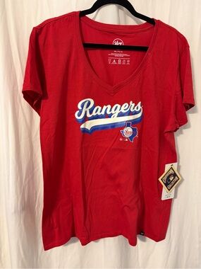 47 Brand Women's Texas Rangers Red V-Neck Tee